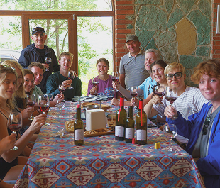 Travelers and students during an interactive Georgian language and culture lesson